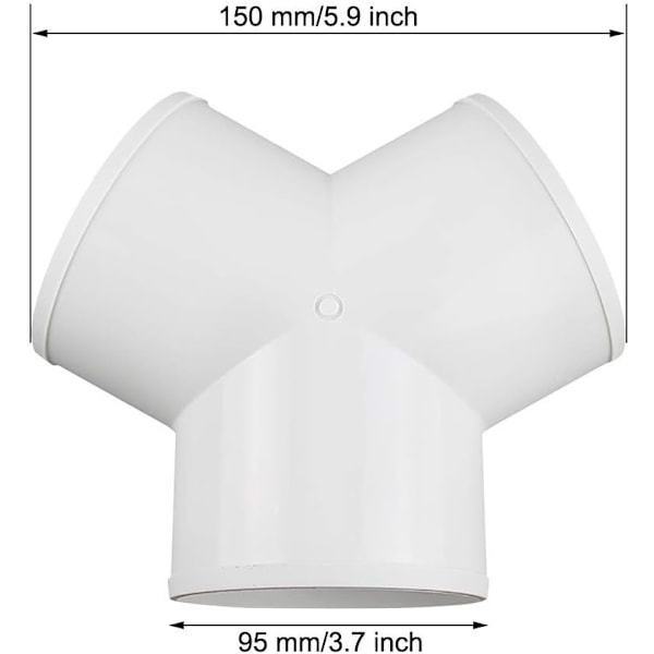 3-veis kanalforbindelse, kanalsplitter for avtrekksvifte tørketrommel ventilasjonsslange, 4\"