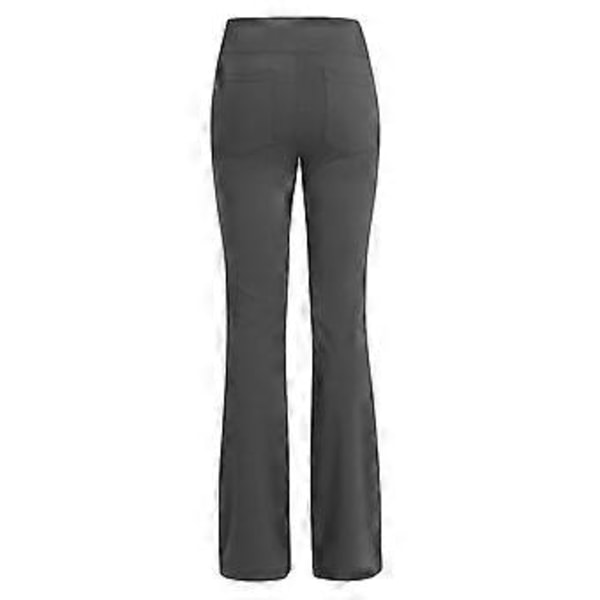 Dame Fit & Flare Plain Bukser Bløde Åndbare Casual Lange Bukser Høj Talje Sommer Elastisk Talje Knapper (S Grå)