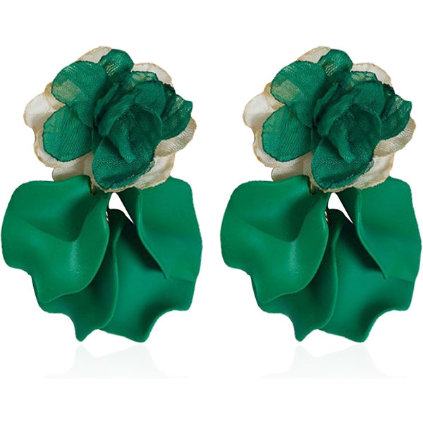 Chiffon Akryl Rosenblad Örhängen Dangle Överdrivna Blomörhängen Drop Statement Floral Tassel Lätt Vikt Örhänge