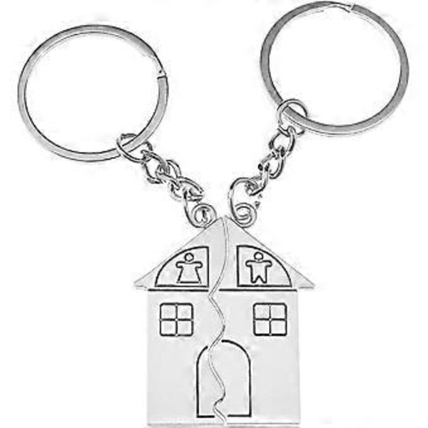 Par Keychain Kærlighed Familie Hus Nøglering Mand Kvinde Hjem Kæde Smykke Nøglering Til Elskere  Legering Smykker Sølv Farve 1 Par