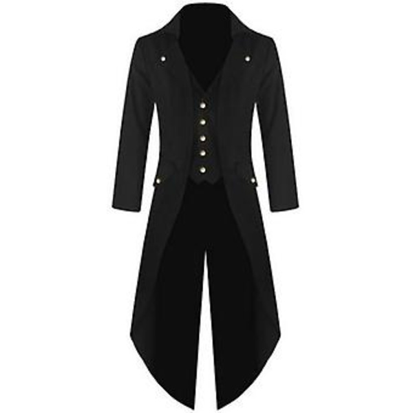 Gotisk Steampunk Frackjacka (L Svart)