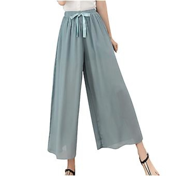 Dame Chiffon Vidbenet Bukser Store Løse Temperament Casual Bukser Skørtebukser Kvinder XXXXXL Blå
