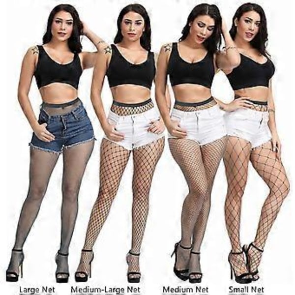 Sensuelle Strømper Nettstrømper Erotiske Fiskenettstrømper Leggings Sklisikre Strømpebukser (Medium Nett Grå)