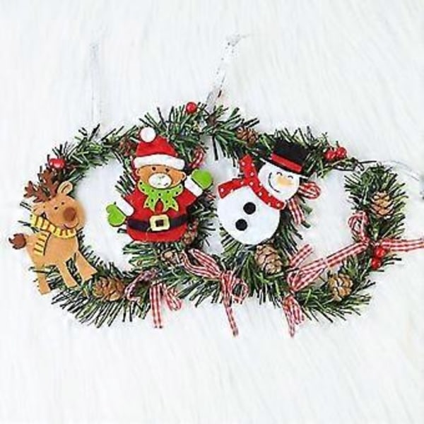 1 stk. Mini Julekrans Håndlavet Vægophæng Væg Dør Dekoration Guirlande Nytårsfest Julefrokost Dekoration (R03)