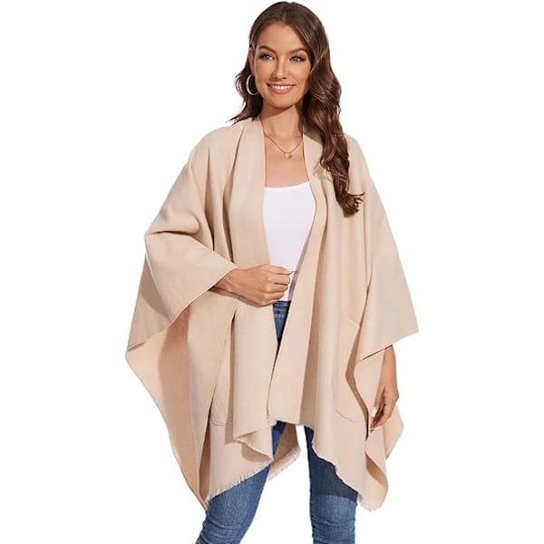 Elegant Sjal med Öppen Framkant, Mjuk Poncho för Kvinnor, Lämplig för Vår, Höst och Vinter