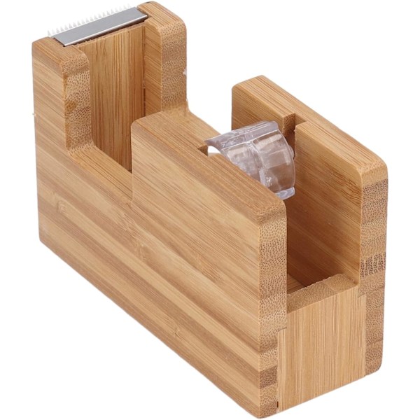 Skrivebordsdispenser for tape, bambustre dispenser for vektet tape, sklisikker base, kontorteipdispenserholder for kontor, hjem, skole (tape ikke inkludert)