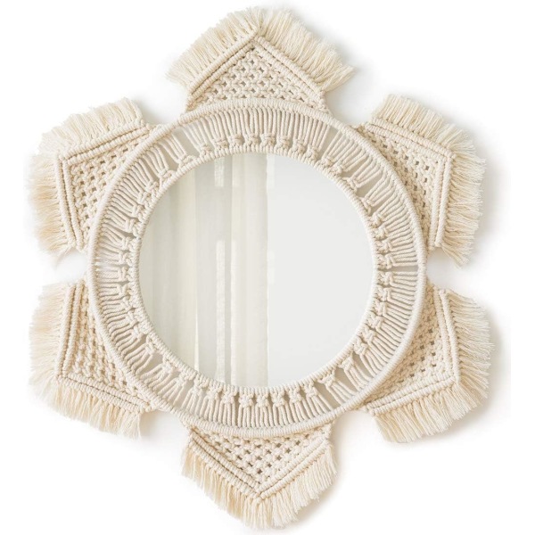 Vägg Spegel med Frans Rund Boho Spegel Art Deco Lägenhet Livi