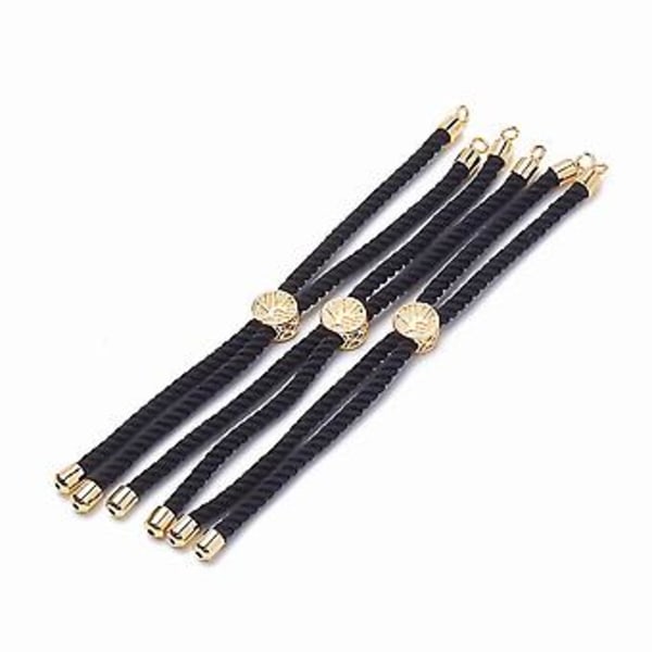 5 stk Nylon Twisted Snore Armbåndsfremstilling Skyder Armbåndsfremstilling Med Messingfund For Smykkefremstilling Dekoration Tilbehør (Sort)