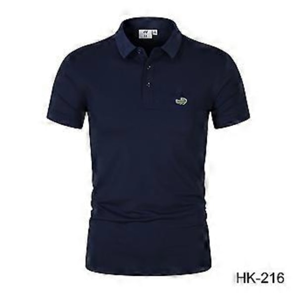 Forår/Sommer Herre Ny Fugttransporterende Hurtigtørrende Ensfarvet Polo Shirt Broderet Polo med Polokrave (2XL marineblå)