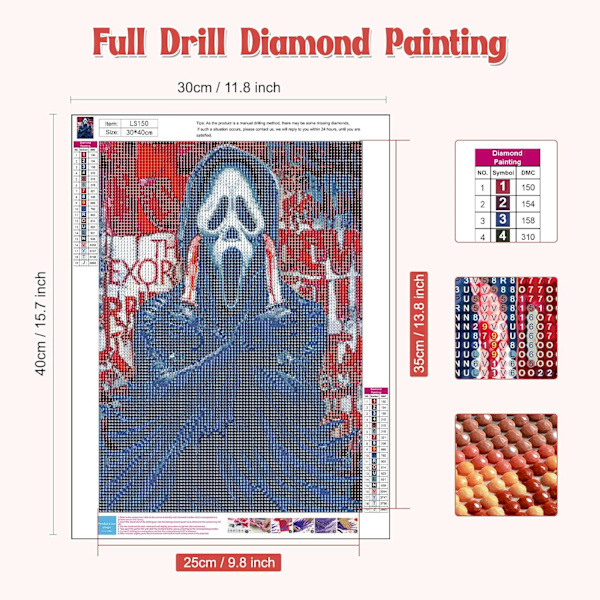 30x40cm Ghost Diamond Painting Aikuinen, 5D Halloween Diamond Painti