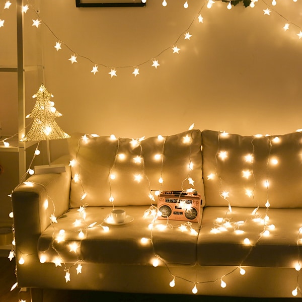 Star 100 LED Stjernelyslenke, Plug-in Feelyssleng Lys