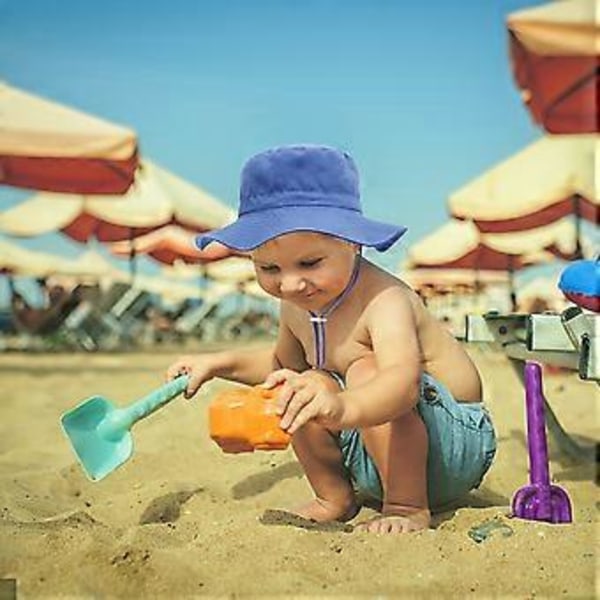 Lillebørns Hat Sød Solhat Unisex Baby Hat Sommer Rejse Strandkasket Justerbar Børnekasket til 2-6 År Børn (safir)