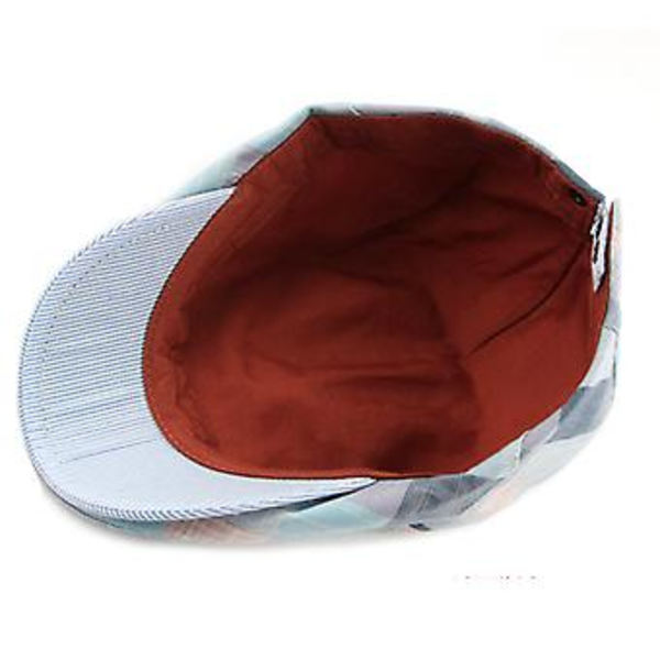 Herrar Rutiga Sommar Gatsby Kepsar Ivyhatt Golf Körning Sol Platt Topp Cabbie Newsboy Keps (Blå)