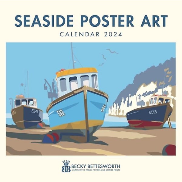 Seaside Poster Art by Becky Bettesworth Square Wall Calendar 2024