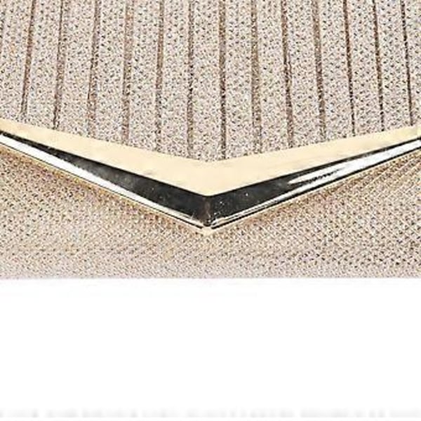 Dame Håndtaske Alsidig Stor Kapacitet Blød Berøring Stilfuld Bærbar Clutch Taske til Dating Ferie Shopping Guld 20x5,5x9,5cm