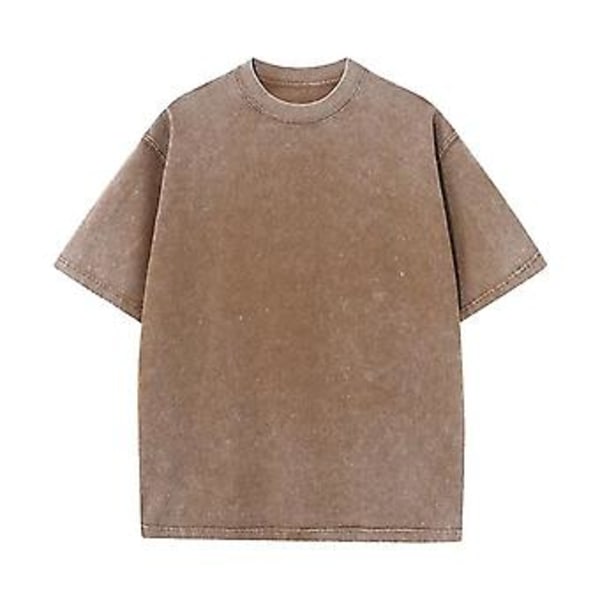 Miesten T-paita, Yksivärinen, Pyöreäkaula, Puolihihainen, Hengittävä, Hikoilunpoistava, Kesä, Kulunut, Vintage, Rento, Miesten T-paita, Päivittäiseen Käyttöön (2XL Ruskea)