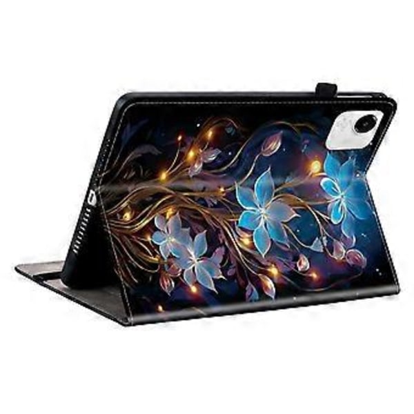 För Honor Pad X9a Läderfodral Mönstertryckt Ställ Tablet Skydd med Kortfack (Liten Lyktblomma)