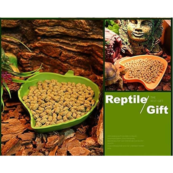 2 Pakke Blad Reptil Mad- og Vandskål til Akvarie Ornament