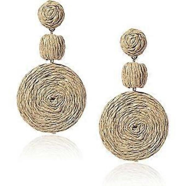 Boho Raffia-kulerørringer for kvinner, Statement Raffia Runde Dråpeørringer - Sommerstrandferie Smykker