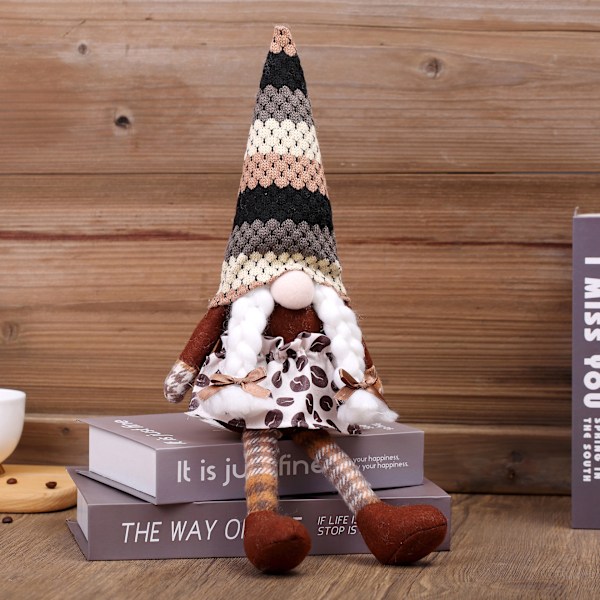 2 stk. Brune Hængende Ansigtsløse Dukker, Håndmalet Kaffe, Rudolph, Ch