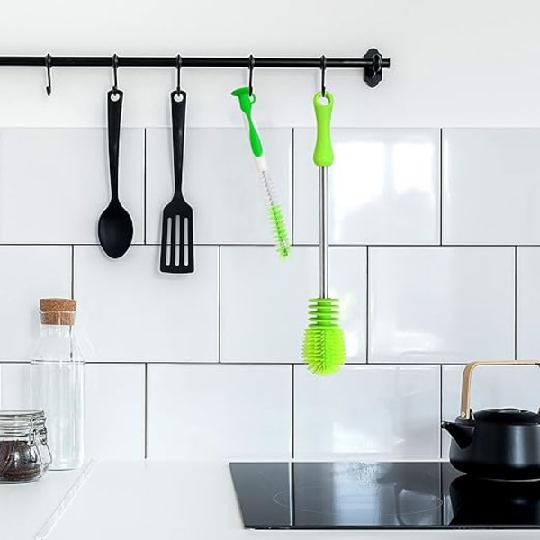 Silikonflaskebørste for vask av smale glassflasker for babyflasker og kopper