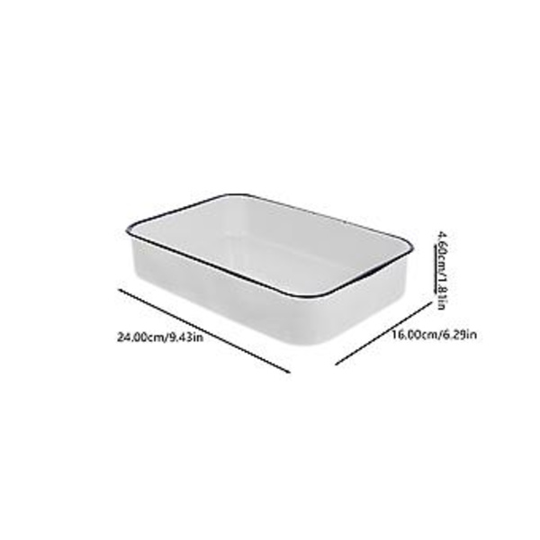 Emaljerad Ugnsform Multifunktionell Emaljerad Avlång Pajform Djup Kant Bbq Matform 24.00X16.00X4.60CM