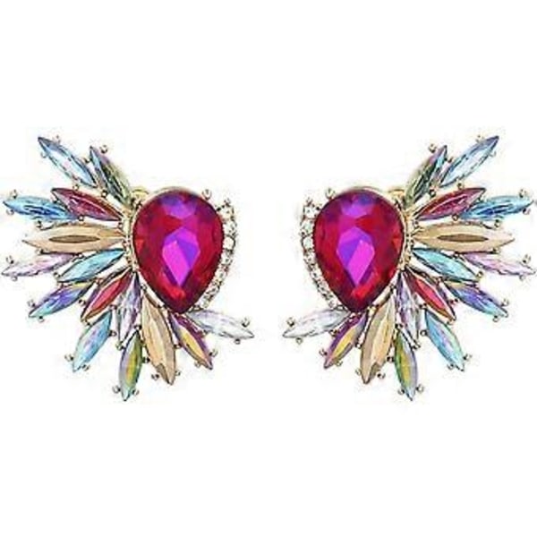 Rhinestone Statement Örhängen för Kvinnor och Flickor Färgglada Kristallkluster Droppande Örhängen Retro Änglavingar Örhängen Fina Smycken Presenter