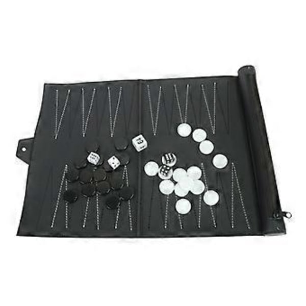 Matka- ja vapaa-ajan PU-nahkainen rullattava backgammon-setti aikuisille ja lapsille