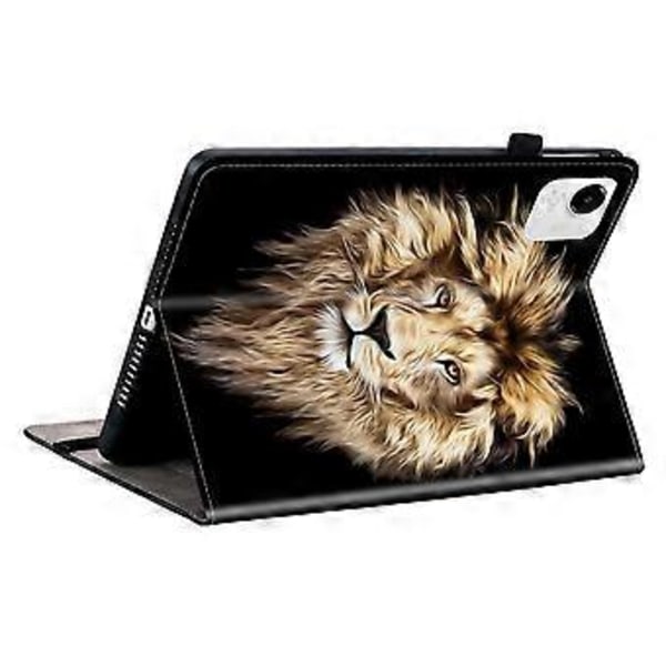 För Honor Pad X9a Läderfodral Mönstertryckt Ställ Tablet Skydd med Kortfack (Lejonhuvud)