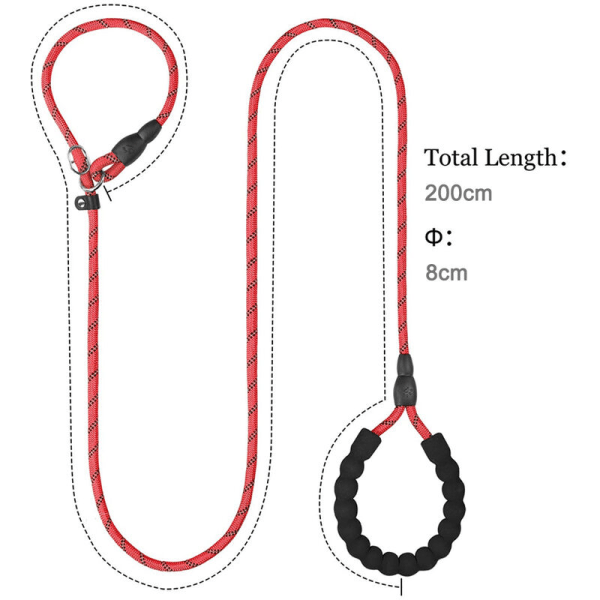 Non-Slip Dog Leash for Small Puppies - Red 2m, Medium and Large D