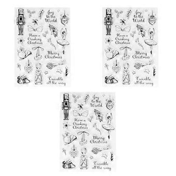 3 stk. klare stempler med juletema, TPR transparente DIY scrapbooking-stempler for preging av kortlaging