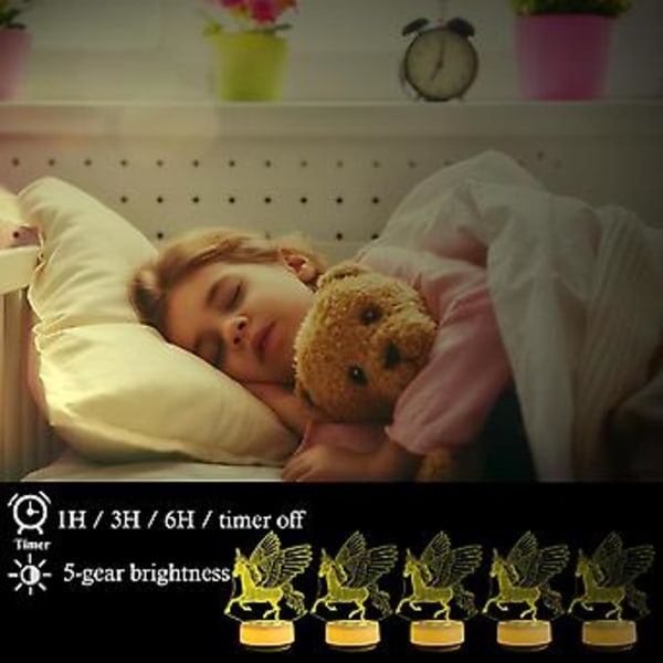 Enhjørning Natlys Til Børn Enhjørning Dekoration Lampe, Enhjørning Gaver 14 Farver Dæmpbar + Timer, Nøgle & Fjernbetjening Enhjørning Legetøj