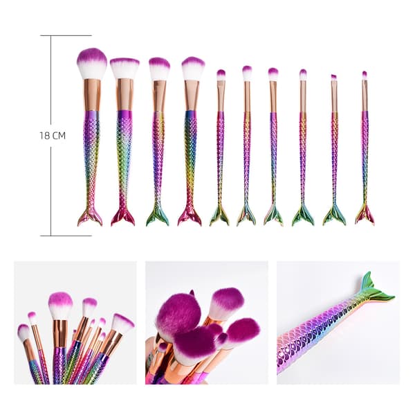 10 stk. Professionelt Mermaid Makeup Brush Set