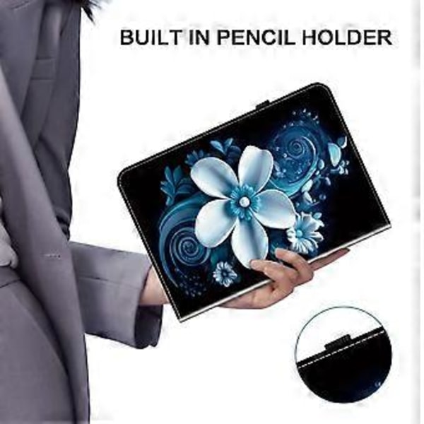 Til iPad (2025) / 10.9 (2022) Læder Etui Mønster Printet Stand Tablet Cover med Kort Slots (Sort Orkide)