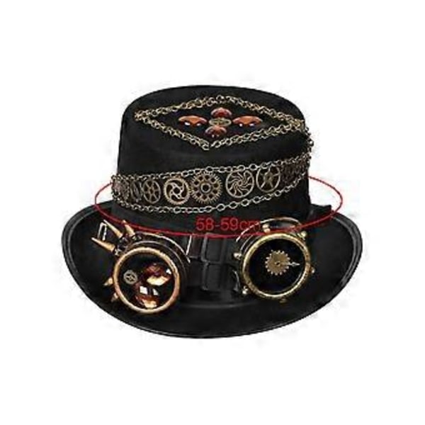 Steampunk Hatt Gotisk Hatt Menn Kvinner Hodeplagg Nyhet Steam Punk Hatt Halloween Kostyme Hatt for Mardi Gras Cosplay Scene Show (58-59cm)