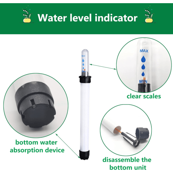 Sats med 4 jordfuktighetsmätare, växtvattennivåindikator, jord
