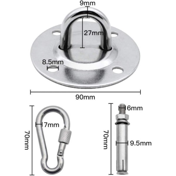 2 stk. Heavy Duty rustfrit stål loft sandposeholder Hammo