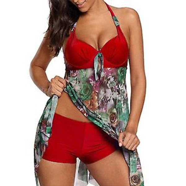 Jentes badedrakt plus size badetøy 2xl Rød