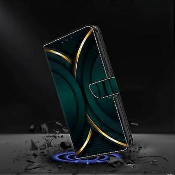 Magnetiskt fodral för Samsung Galaxy A35 5G med 3D-mönstertryck i läder (Gyllene kontur)