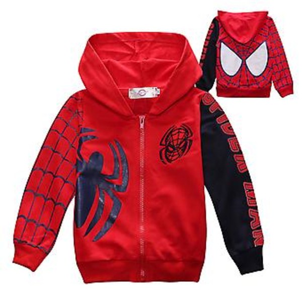 Børne Drenge Spiderman Tøj Lynlås Hættetrøjer Jakke Frakke Langærmet Hættetrøje Topper Julegave Til 2-7 År Toddler (3-4 År Rød)