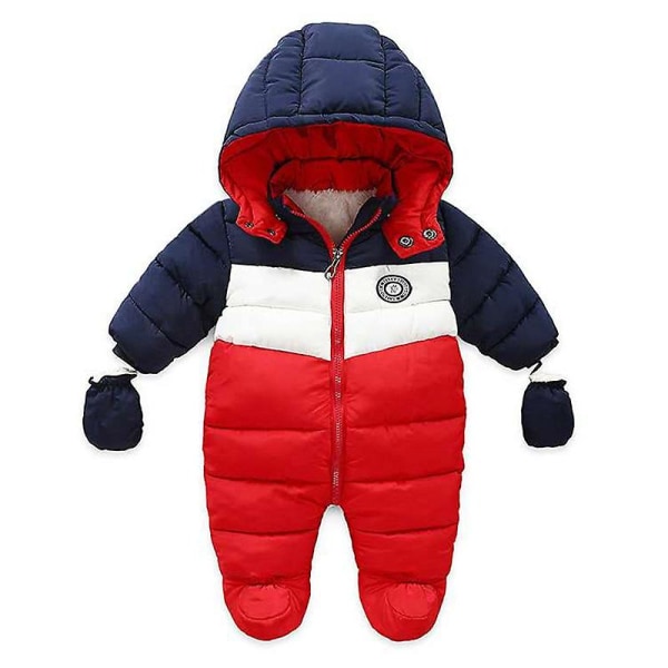 Newborn Toddler Coats For Winter Clothes Alphabet Print Color Matching Hooded Baby Boy Romper Snowsuit Jacket 6-24 Months Blue 9M