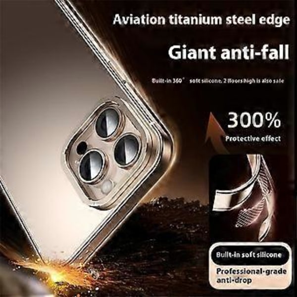 IM-CHEN Skal för iPhone 16 Pro Max Rostfritt Stålram + Transparent PC Baksida Skyddande Skal (Stil C)