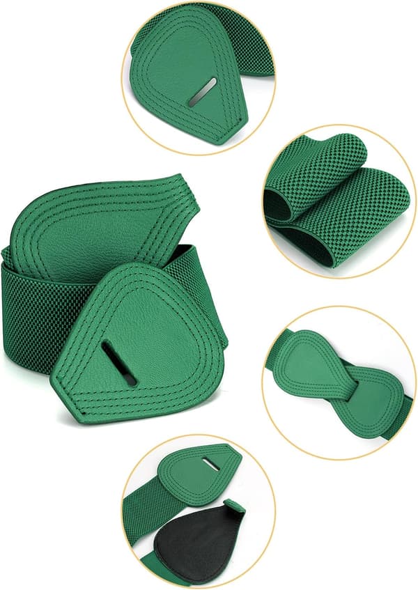 Interlock-spenne 8-formet elastisk belte i imitert skinn for damer