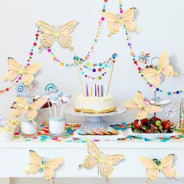 12 stk. Skinnende Butterfly Vægstickers Dobbeltsidede Dekorative Vægstickers Til Fester Bryllupper Jubilæer (A)