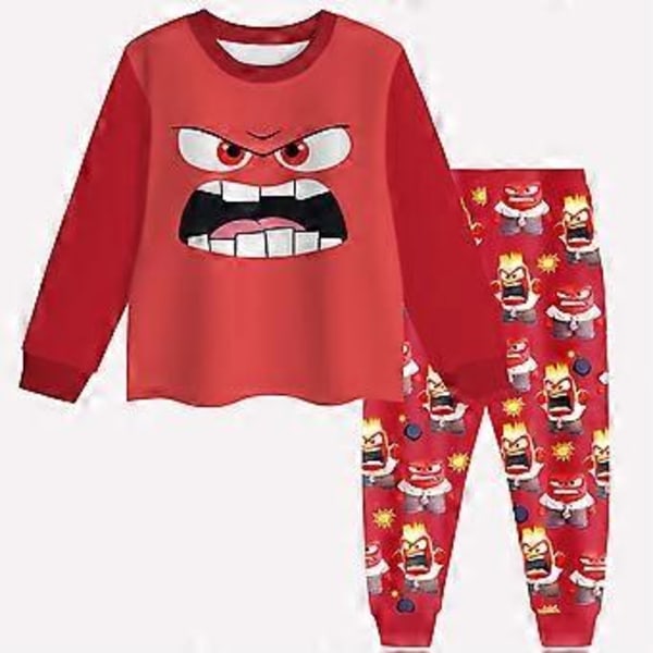 5-10Years Kids Boys Girls Inside Out 2 Pyjamas Set Anger Cosplay Costume Long Sleeve T-Shirt Pants Sleepwear Nightwear Pjs Outfits(6-7Years )