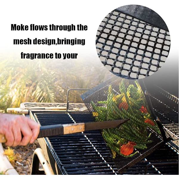 BBQ Mesh Grillpåsar Återanvändbara Grillpåsar för Kol, Gas,