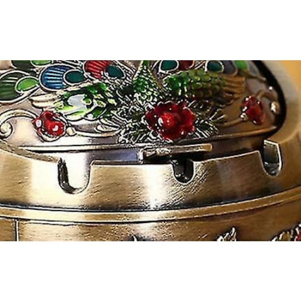 Vindtät askkopp med lock i legering, stor retro askkopp för hemmet, kreativ heminredning