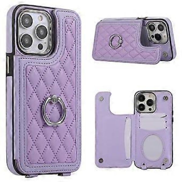 Skal för iPhone 16 Pro Max TPU+PU Läder Telefonskydd med Ringstativ och Axelrem (Stil A)