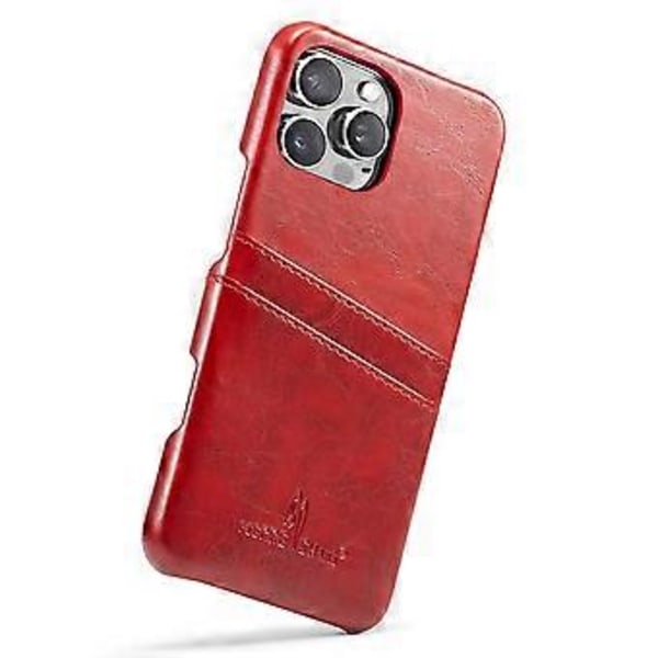 FIERRE SHANN Skal för iPhone 16 Pro Max Vaxigt PU-läder+PC Korthållare Telefonskydd (Stil C)