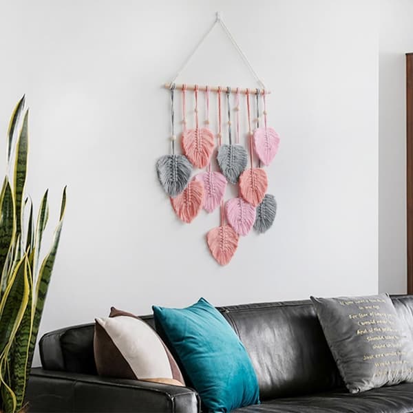 1 st Macrame väggbonad med vävd bohemisk löv